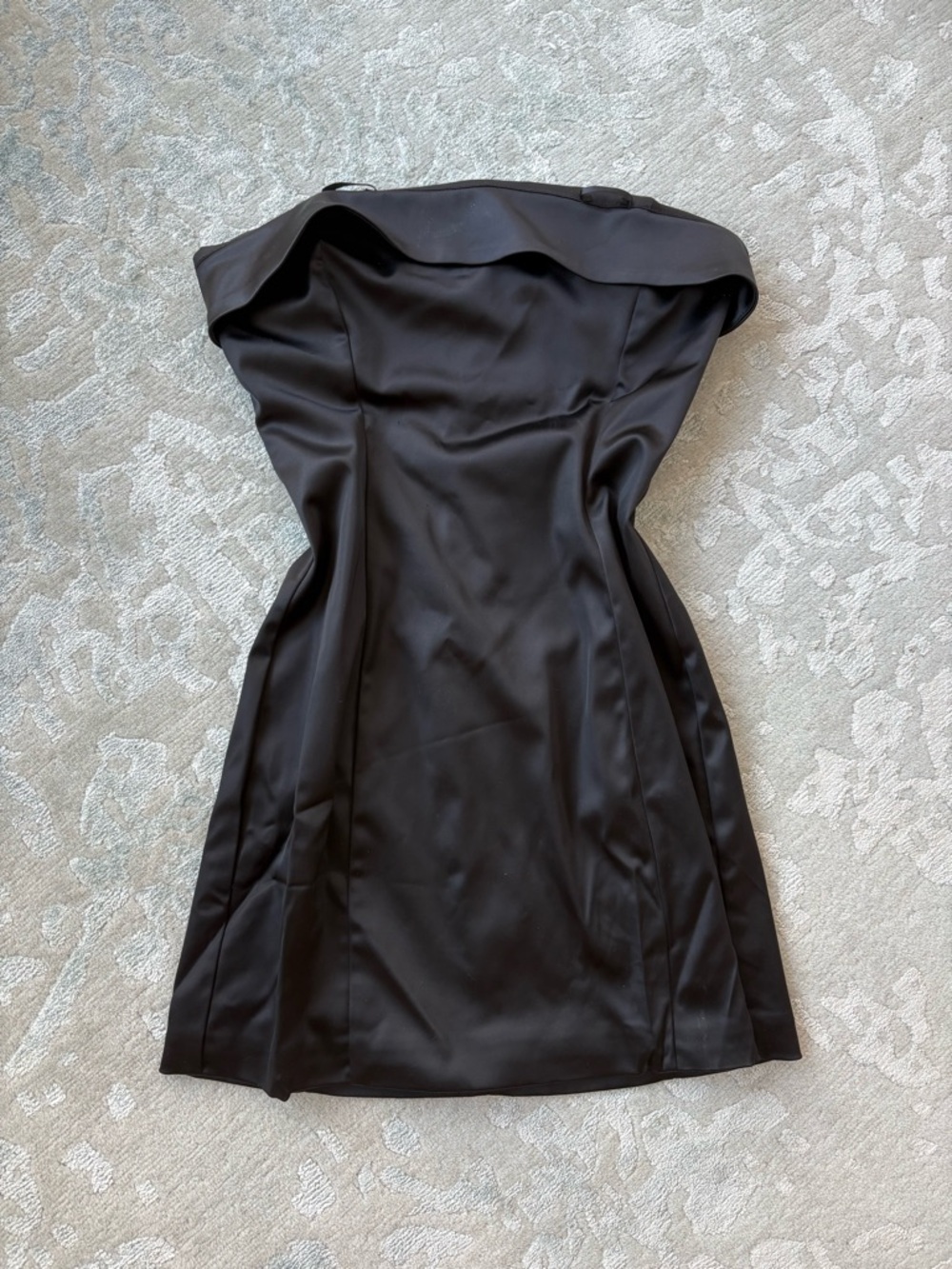 Sunday Best Black Strapless Satin Mini Dress